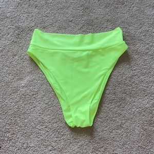 Neon Yellow aerie High Cut Cheeky Bikini Bottoms